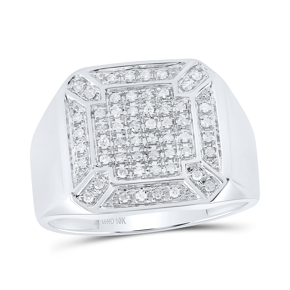 10Kt White Gold 1/3Ct-Dia P1 Micro-Pave Mens Ring (3.78 grams)