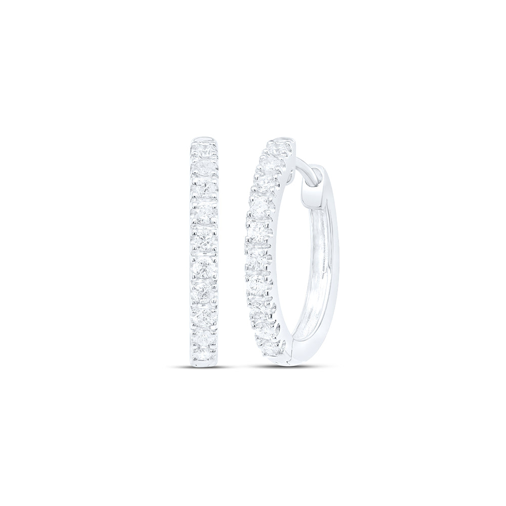 10Kt White Gold 1/4Ct-Dia Cn Fashion High Hoops Earring (1.69 grams)