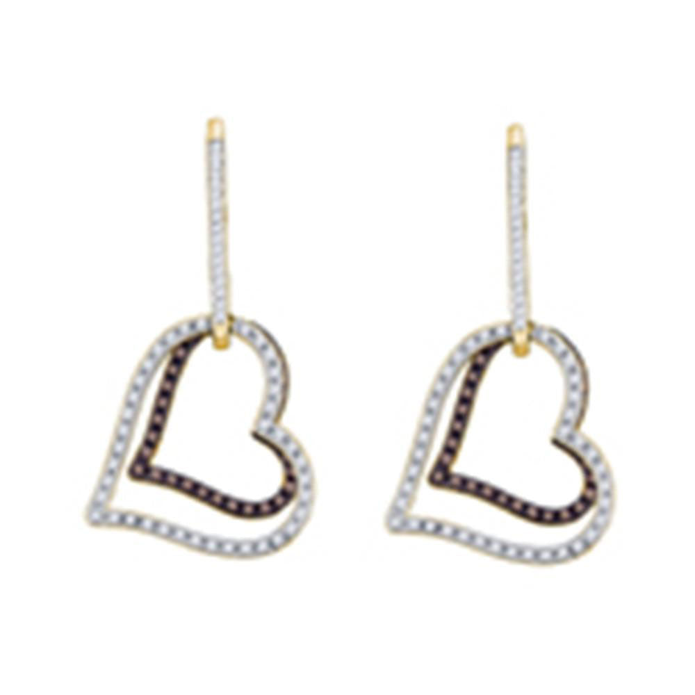 10Kt Yellow Gold 1/2Ctw-Dia Natural Brown Heart Earring (3.73 grams)