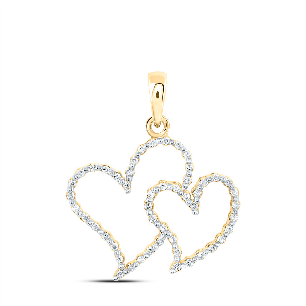 Gold Heart Pendant 1/6 Cttw Round Natural Diamond Womens (1.06 grams)