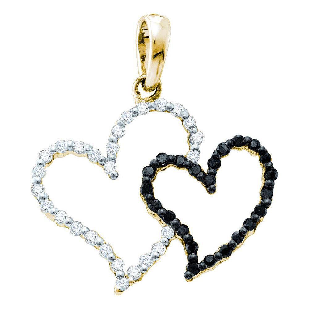 10Kt Yellow Gold 1/6Ct-Dia Gift Heart Black Pendant (1.03 grams)