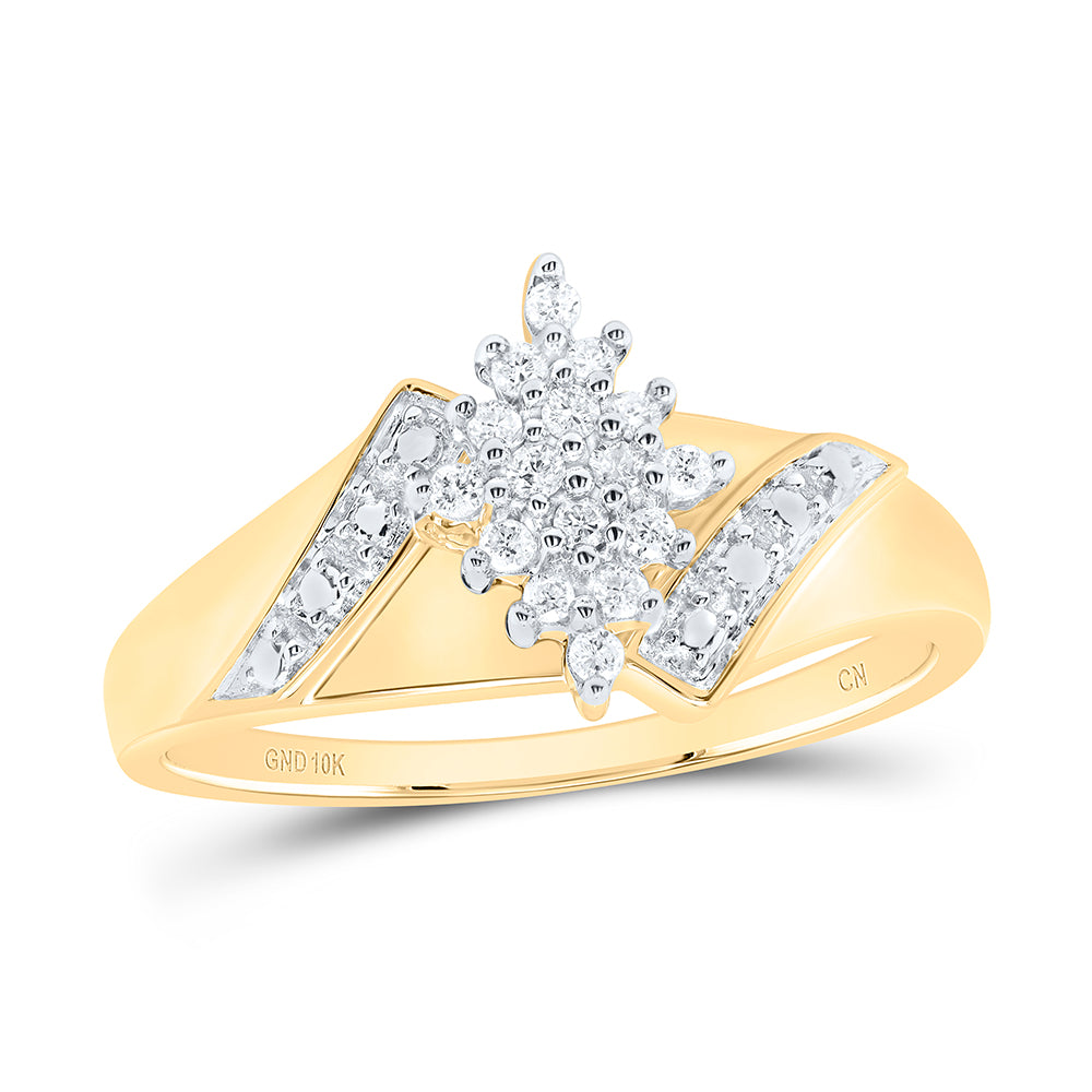 10Kt Yellow Gold Womens Round Diamond Cluster Ring 1/10 Cttw (2.38 grams)