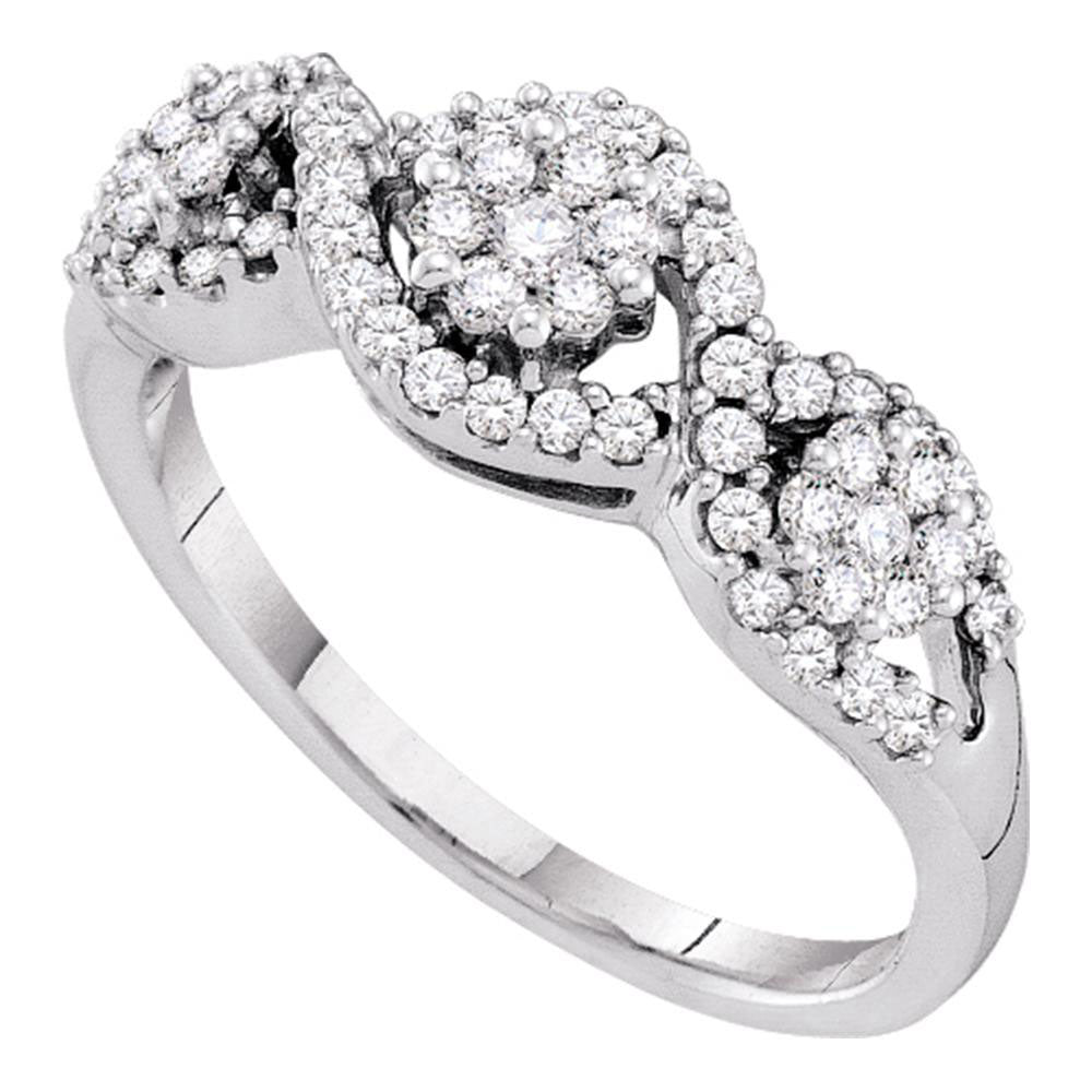 14Kt White Gold 1/2Ct-Dia Ana M Flower Fashion Ring (2.68 grams)