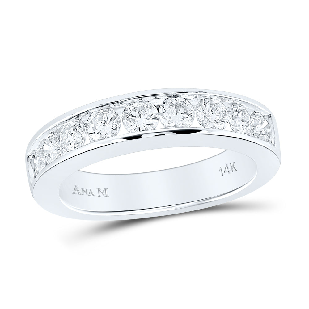 14Kt White Gold 1 Ct Diamond Ana M Fashion High Ladies Wedding Band S-5 (4.93 grams)