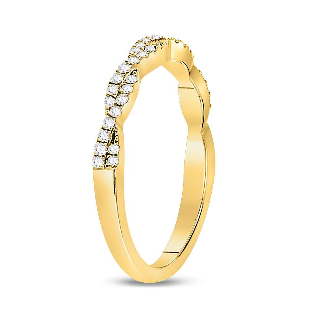 Gold Twist Stackable Band Ring 1/4 Cttw Round Natural Diamond Womens (2.09 grams)