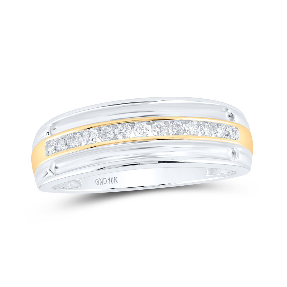 10Kt Two-Tone Gold 1/4Ctw Diamond Gift Mens Band (4.05 grams)