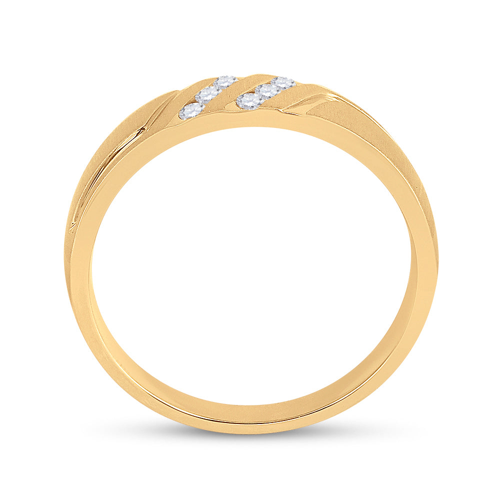 Gold Band Wedding Ring 1/6 Cttw Round Natural Diamond Mens (5.74 grams)