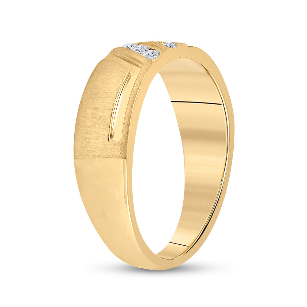 Gold Band Wedding Ring 1/6 Cttw Round Natural Diamond Mens (5.74 grams)