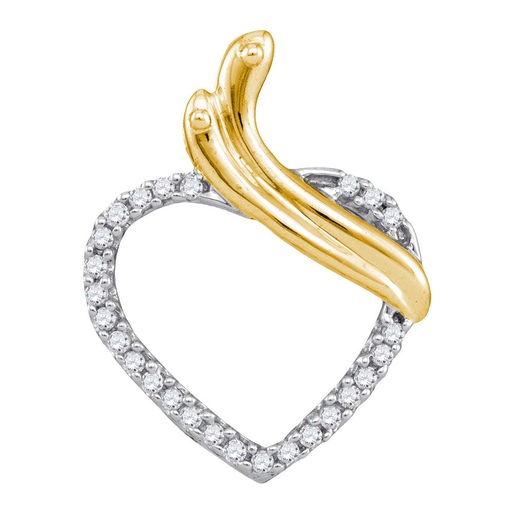 10Kt Yellow Gold 1/10Ctw-Dia Heart  Fashion  Pendant (0.83 grams)