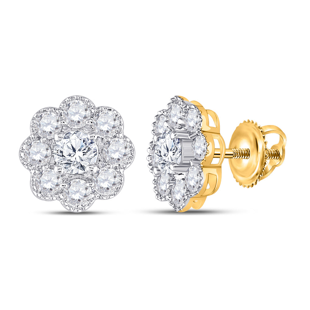 14Kt Yellow Gold 2 Ctw-Dia Ana M Flower Earring (2.7 grams)