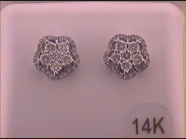 14Kt White Gold 3/4Ctw-Dia Cn Flower Earring