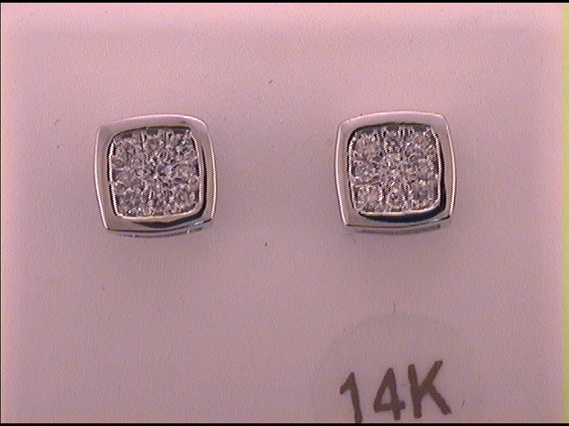 14Kt White Gold 1/3Ctw-Dia Cn Mens Square Earring (2 grams)