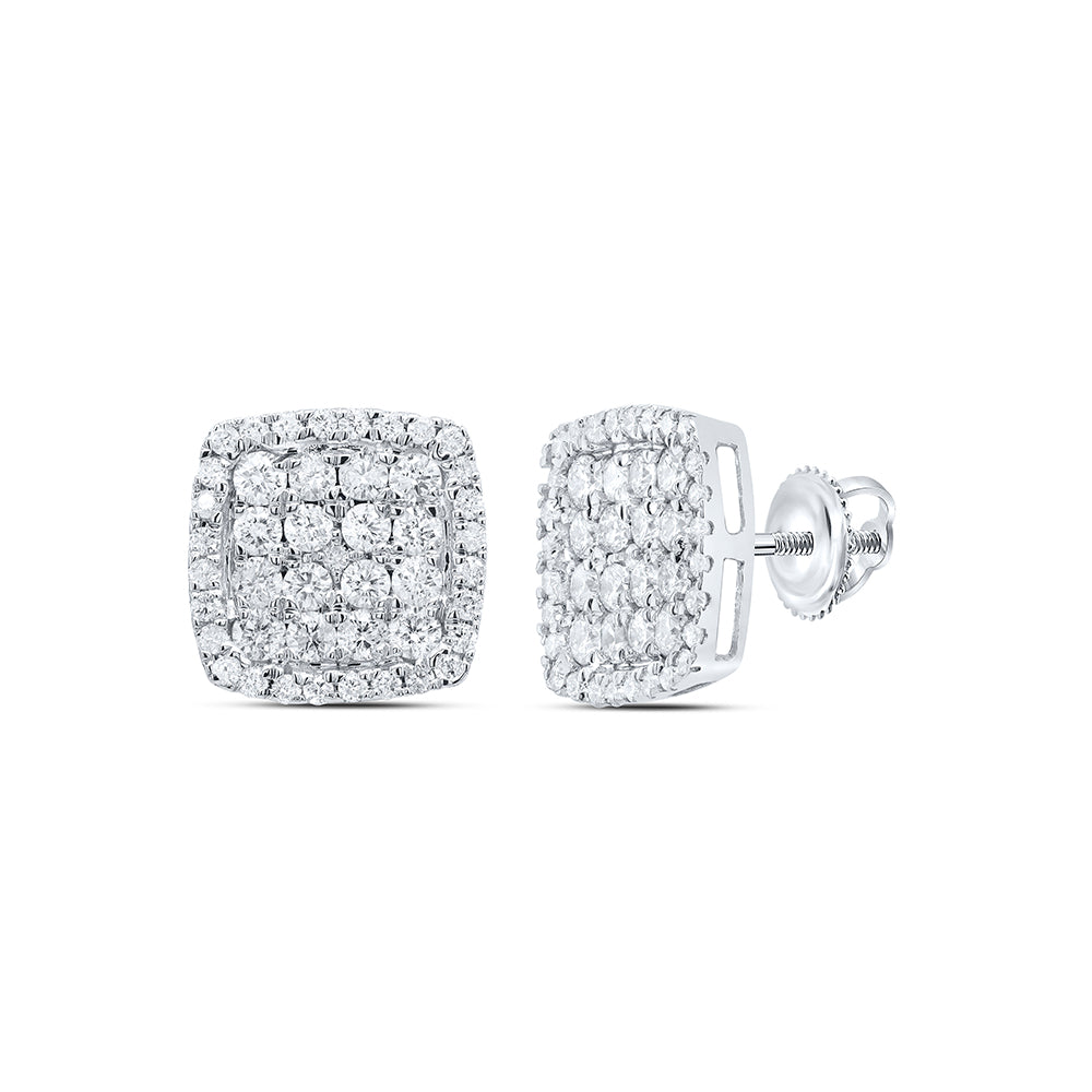 14Kt White Gold 1Ctw-Dia Cn Mens Square Earring (2.34 grams)