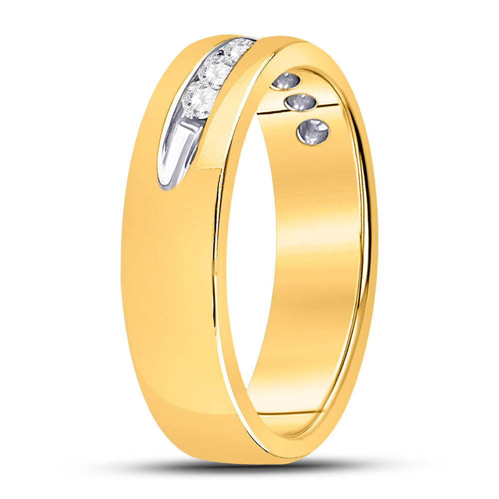 Gold Band Wedding Ring 1/4 Cttw Round Natural Diamond Mens (6.94 grams)