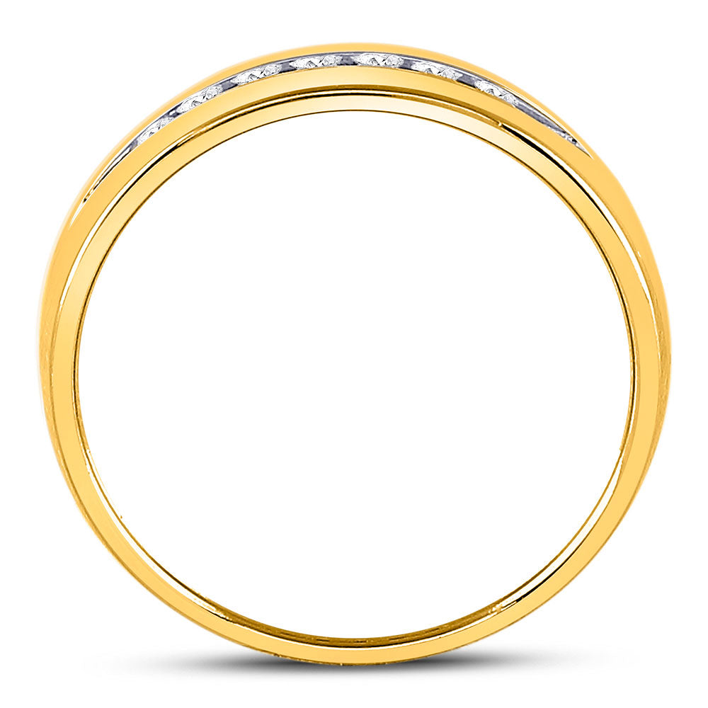 Gold Band Wedding Ring 1/4 Cttw Round Natural Diamond Mens (6.94 grams)