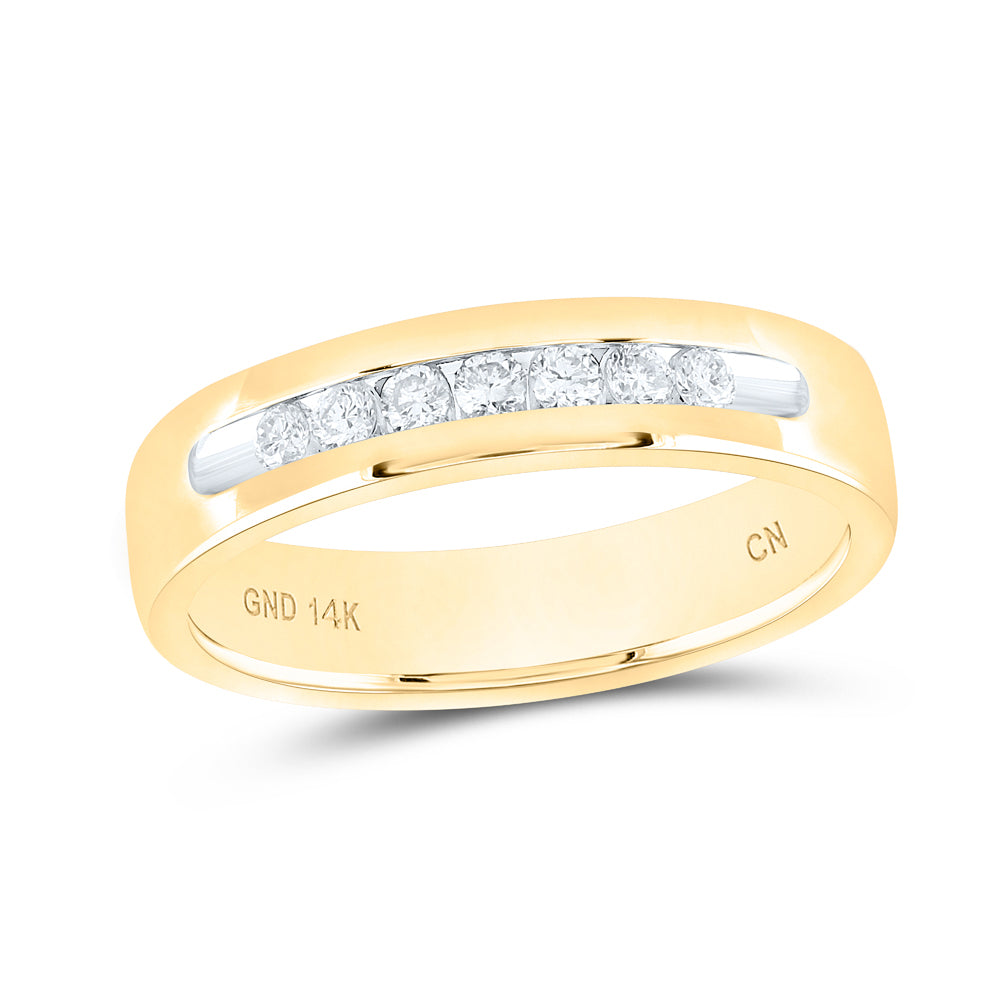 Gold Band Wedding Ring 1/4 Cttw Round Natural Diamond Mens (6.94 grams)