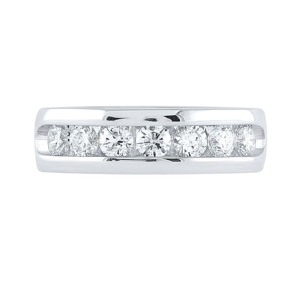 14Kt White Gold 1 1/2Ct Diamond Accuset Mens Band (12.65 grams)