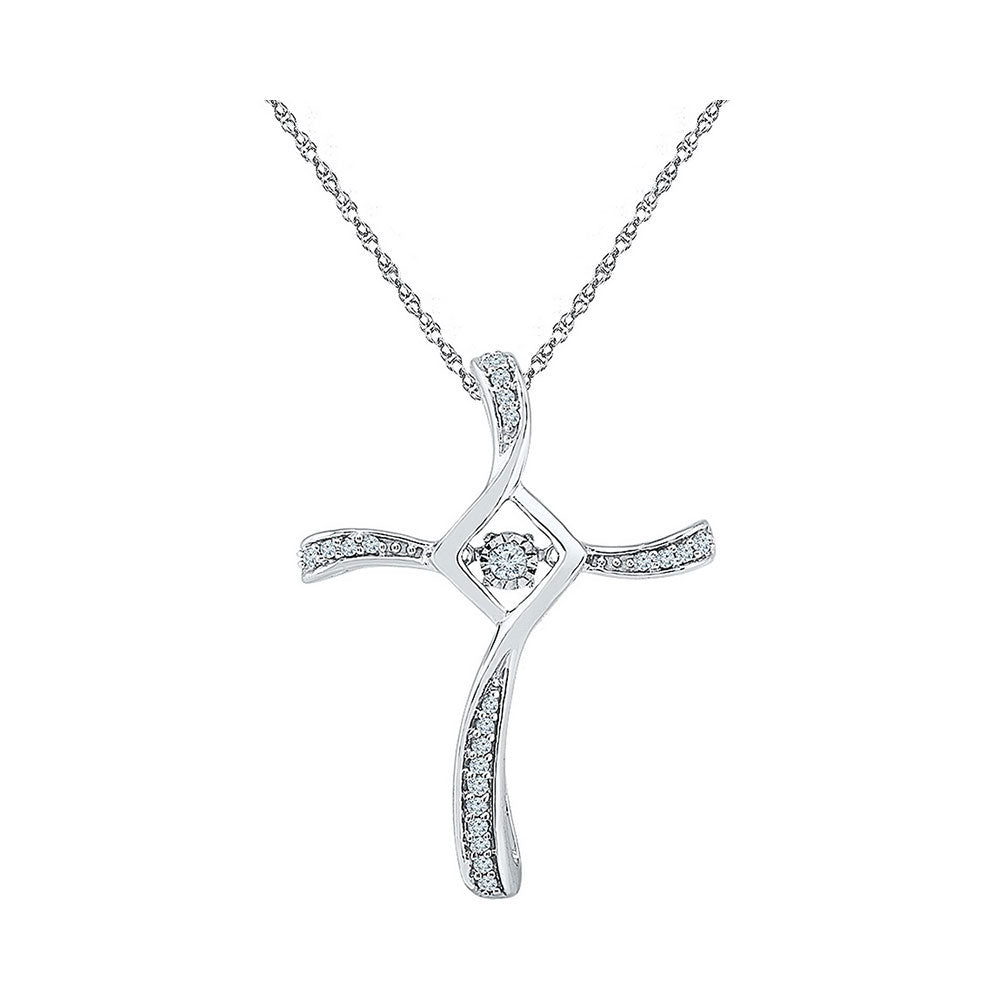 10Kt White Gold 1/8Ctw-Dia Gift Cross Pendant