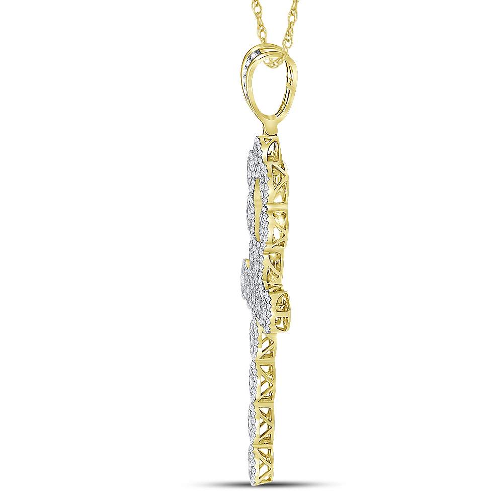 14Kt Yellow Gold 2 3/4Ctw-Dia Mens  Ankh Cross Charm (11.97 grams)