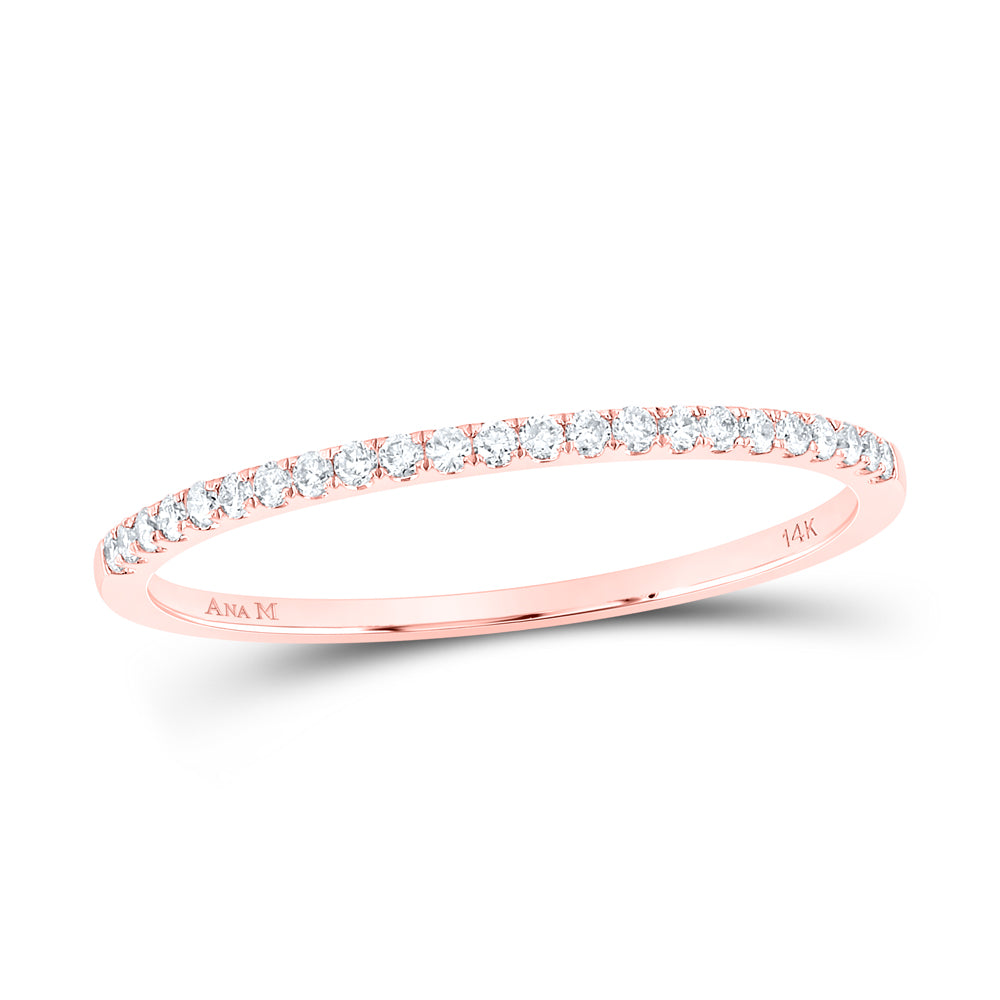 14Kt Rose Gold 1/8Ctw Diamond Ana M Stackable Band (0.73 grams)