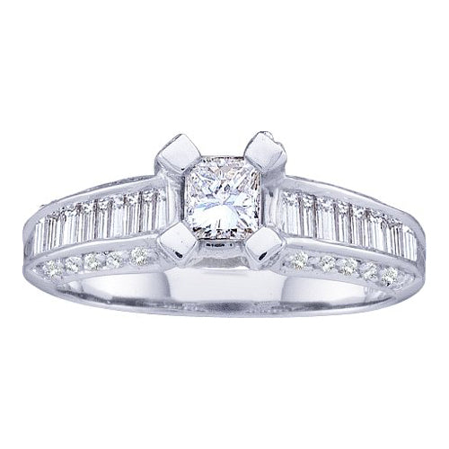 14Kt White Gold 1 Ct-Dia Ana M 3/8Ct-Cpr No Halo Engagement Ring (3.45 grams)