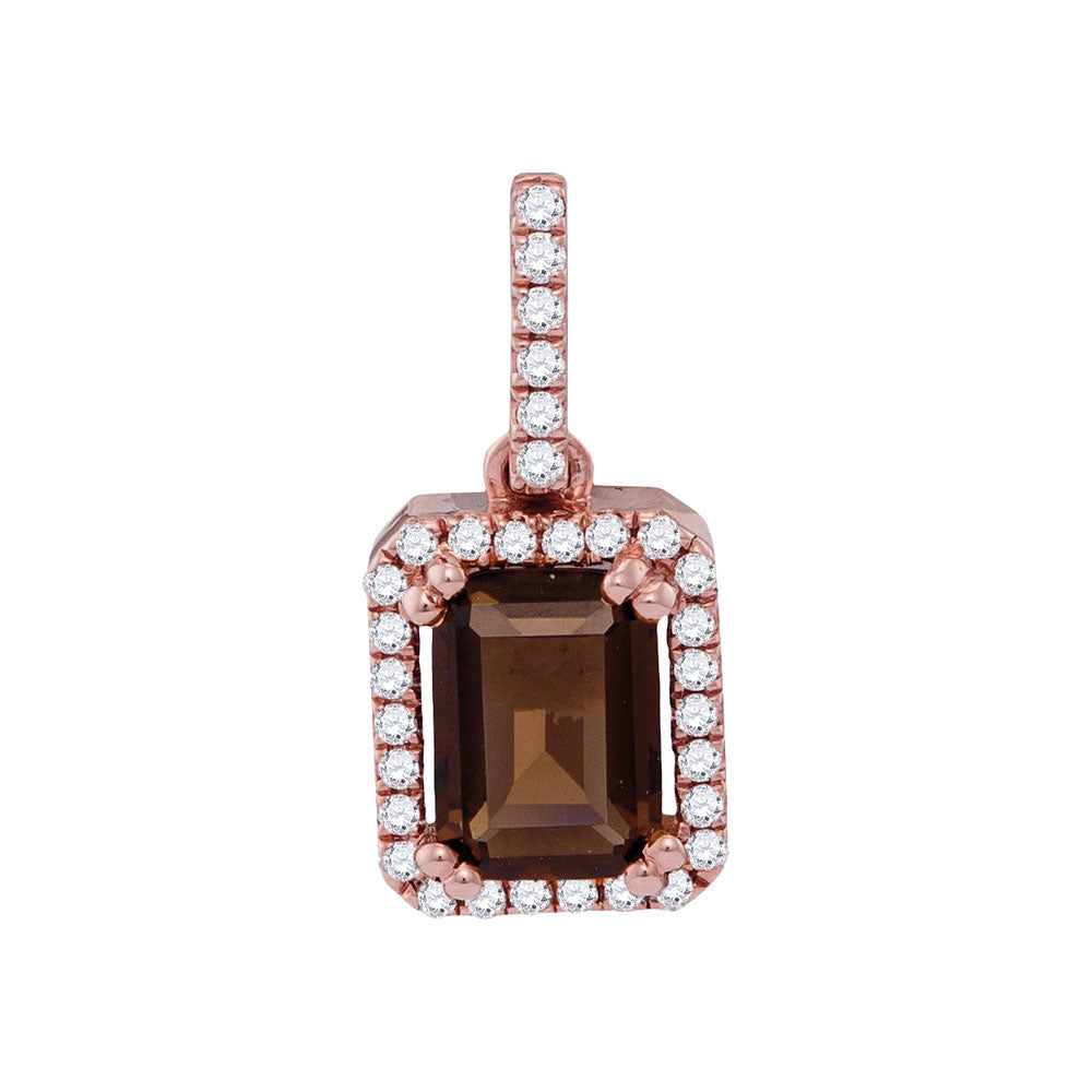 14Kt Rose Gold 1/6Ctw-Dia 1 (Min)Ct Smokey Natural Gem Pendant (2.46 grams)
