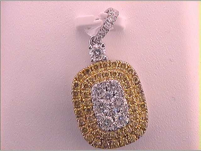18Kt White Gold 1 Ctw-Diamond Gift Yellow Diamond Pendant (2.5 grams)
