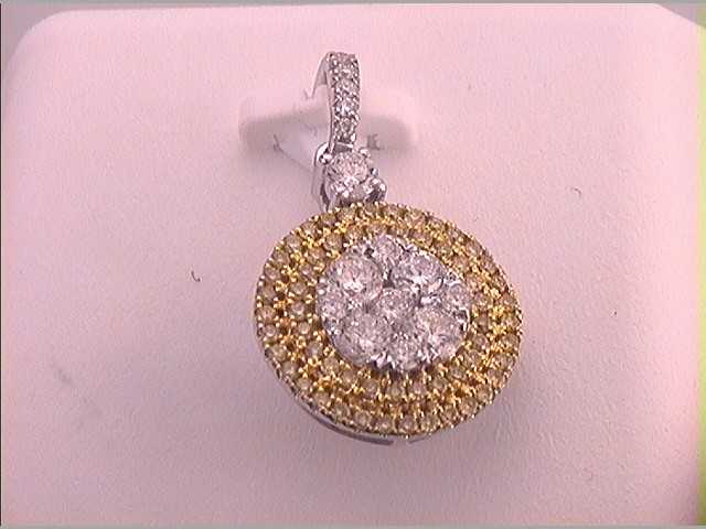 18Kt White Gold 3/4Ctw-Diamond Gift Yellow Diamond Pendant (2.29 grams)