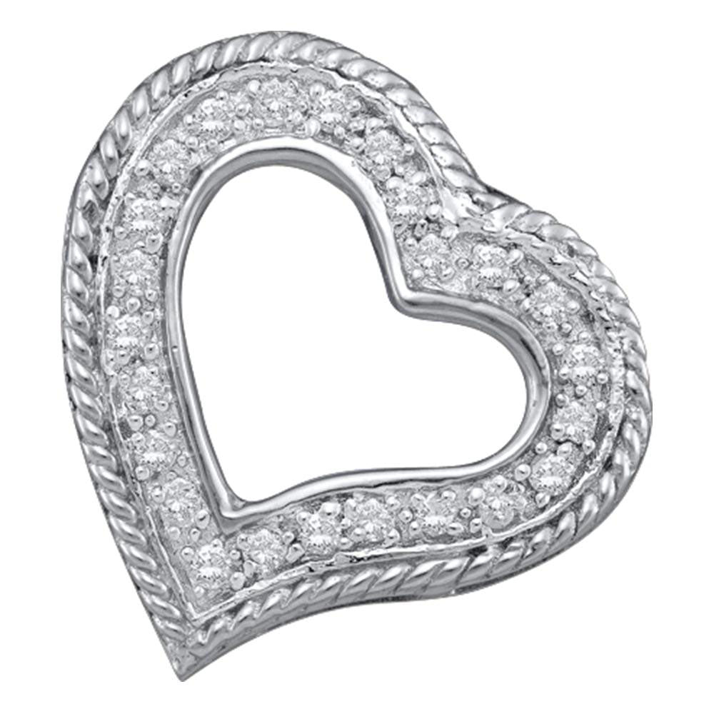 10Kt White Gold 1/5Ct-Dia Heart Pendant (2.61 grams)