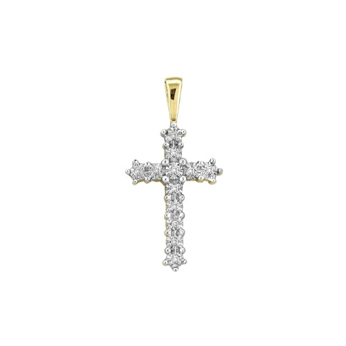 10Kt White Gold 1/8Ctw-Dia Gift Cross Pendant (2.3 grams)