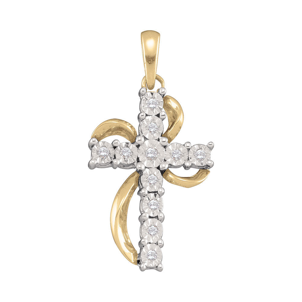 10Kt Yellow Gold 1/8Ctw-Dia Gift Cross Pendant