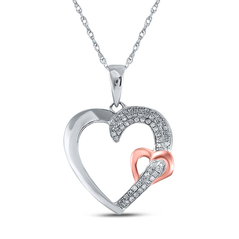 Sterling Silver 1/6Ct-Dia Micro-Pave Heart Pendant (2.1 grams)