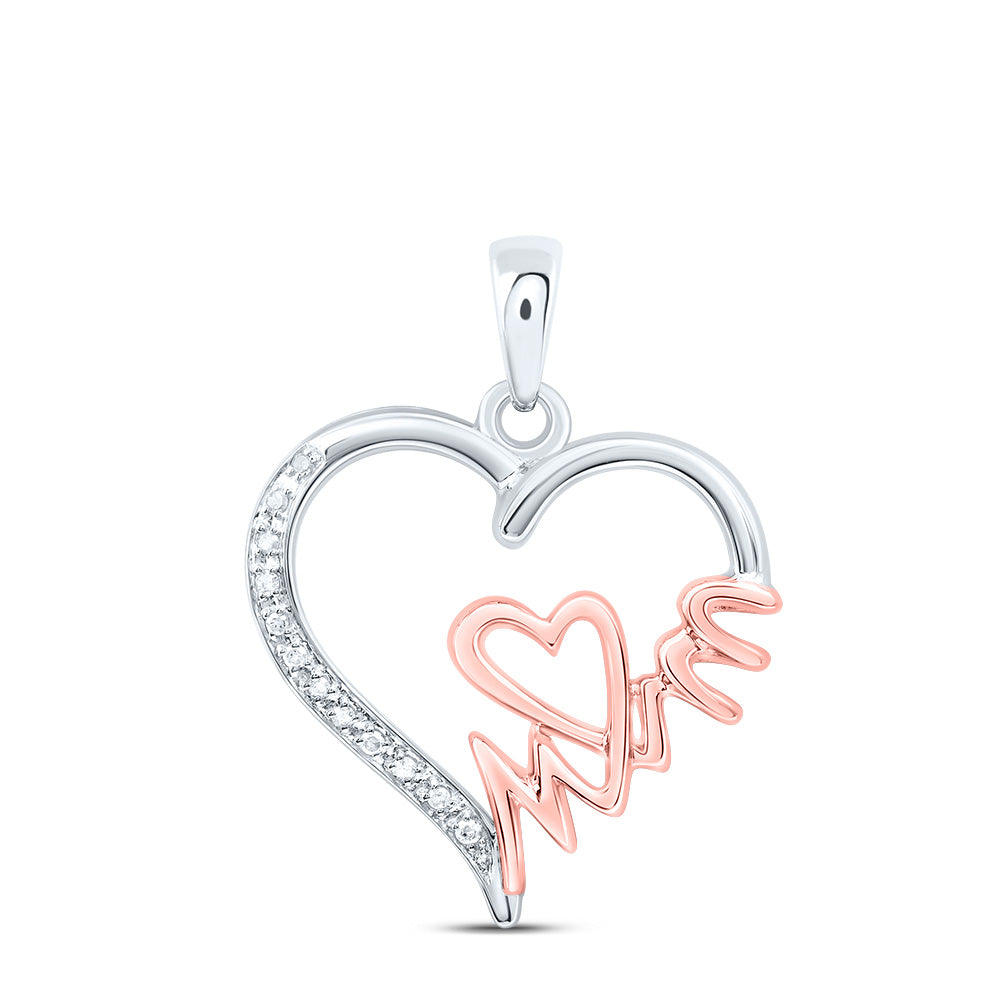 1/20Ct-Dia P3 Gift Heart 'Mom' Pendant (2.57 grams)