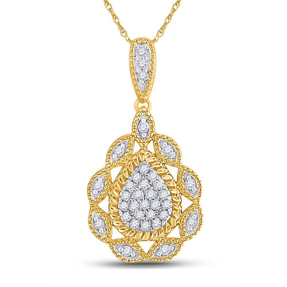 1/8Ct-Dia P1P2 Micro Pave Fashion Pear Pendant (1.43 grams)