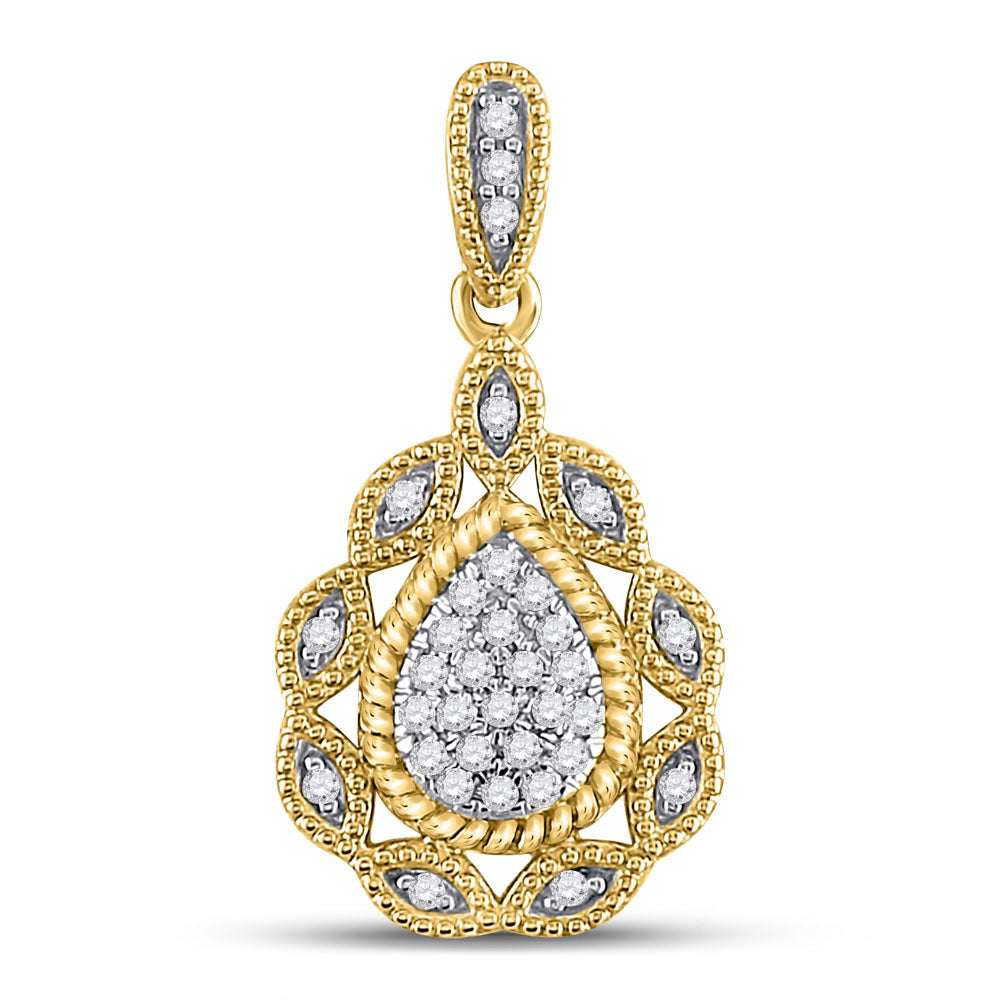 1/8Ct-Dia P1P2 Micro Pave Fashion Pear Pendant (1.43 grams)