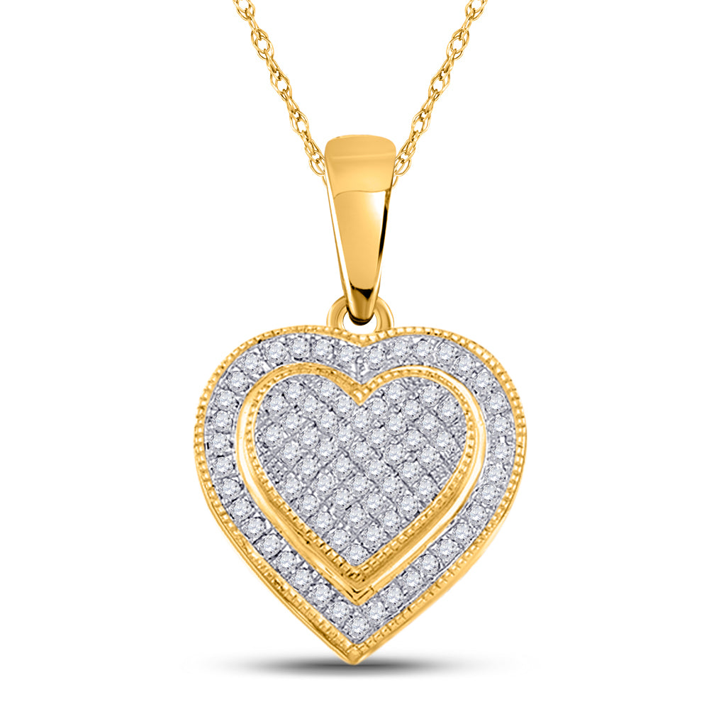 Gold Heart Pendant 1/6 Cttw Round Natural Diamond Womens (1.23 grams)