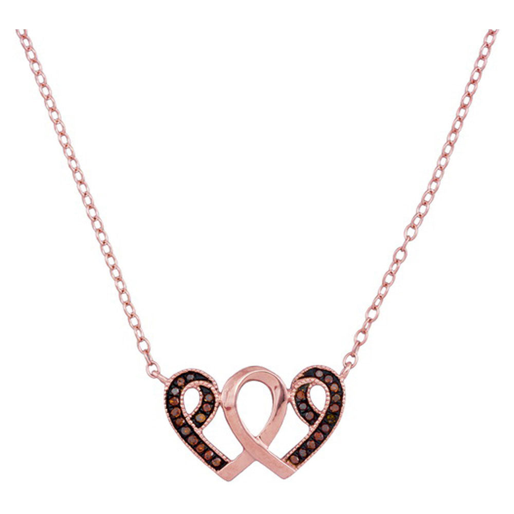 10Kt Rose Gold 1/10Ctw-Dia Heart Red Necklace (1.14 grams)