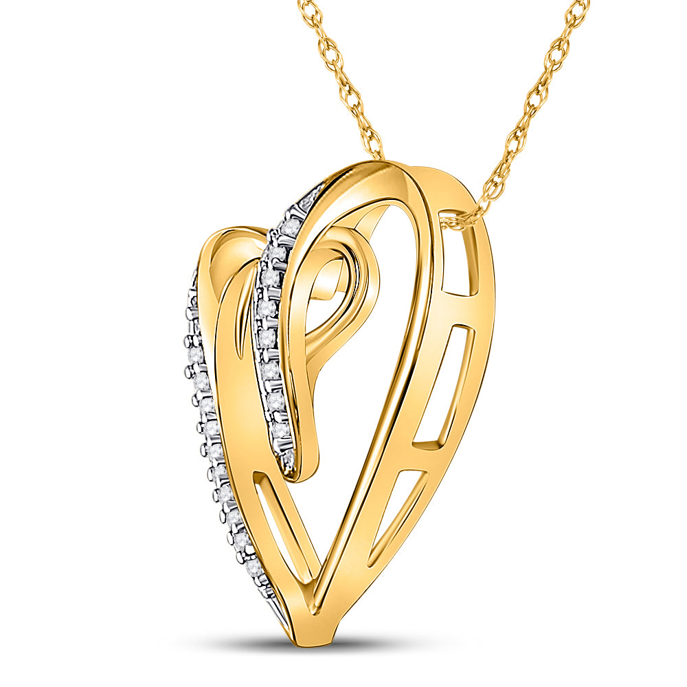 Gold Infinity Heart Pendant 1/20 Cttw Round Natural Diamond Womens (1.18 grams)