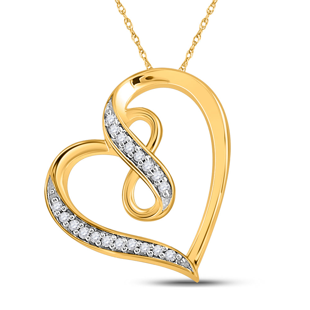 Gold Infinity Heart Pendant 1/20 Cttw Round Natural Diamond Womens (1.18 grams)