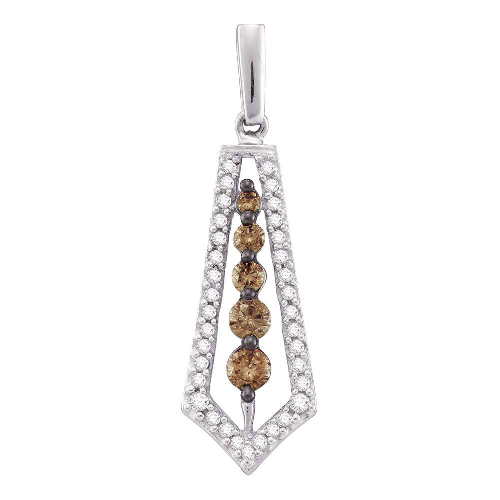 14Kt White Gold 1/2Ct-Dia Ana M Natural Brown Pendant (2.18 grams)