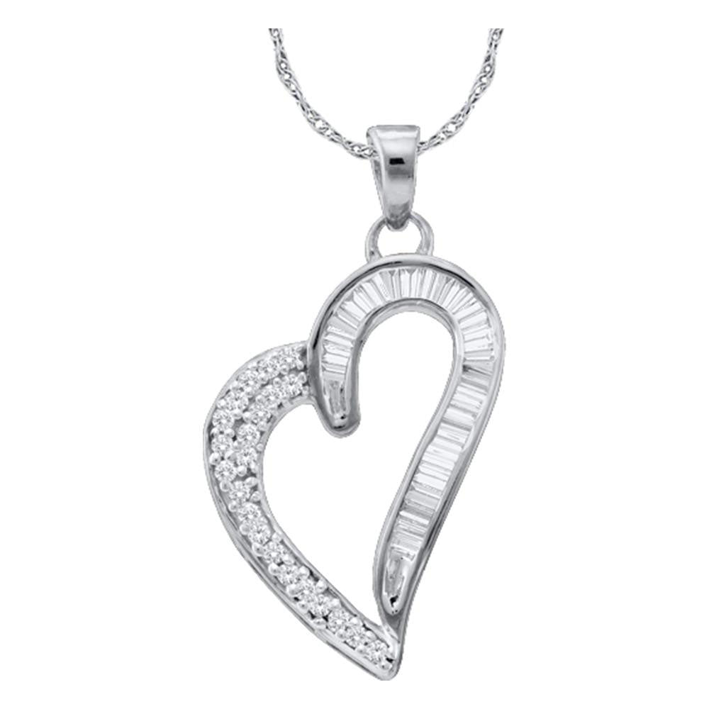 10Kt White Gold 1/4Ctw-Dia Gift Heart Pendant (1.05 grams)