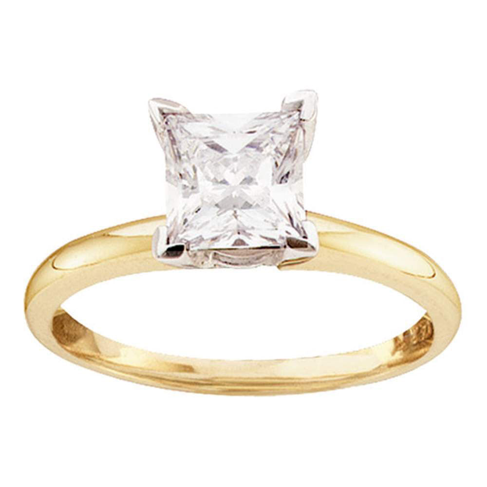 Gold Solitaire Bridal Wedding Engagement Ring 7/8 Cttw Princess Natural Diamond Womens (1 grams)