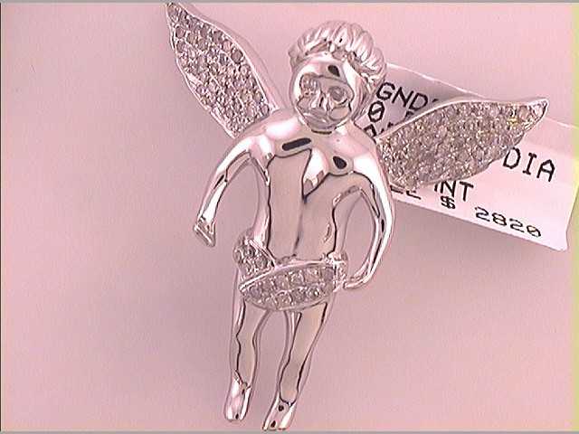 10Kt White Gold 1/2Ctw-Dia Angel Mens Charms (11.04 grams)