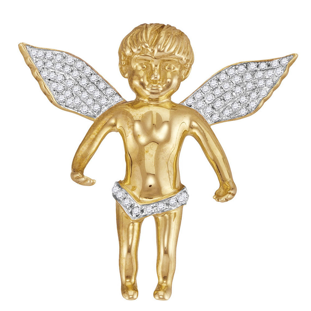 10Kt Yellow Gold 1/2Ctw-Dia Angel Mens  Charms (8.82 grams)