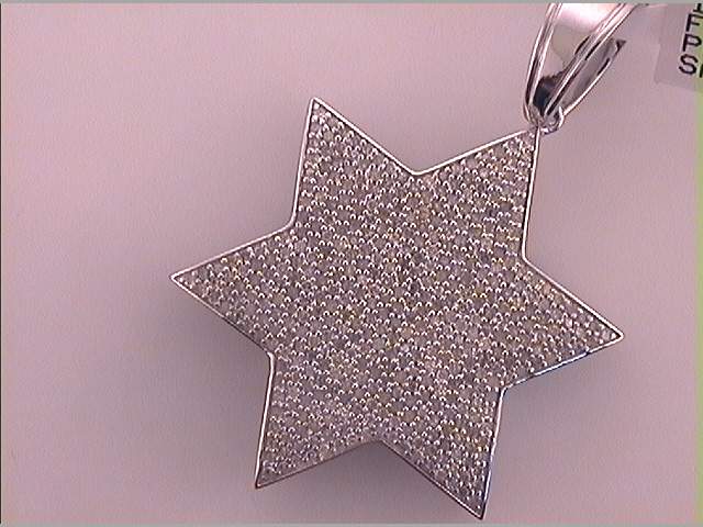 10Kt White Gold 1 1/3Ctw-Dia Mens Star Charm (8.15 grams)