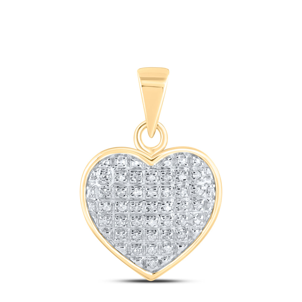 Gold Heart Pendant 1/10 Cttw Round Natural Diamond Womens (1.18 grams)