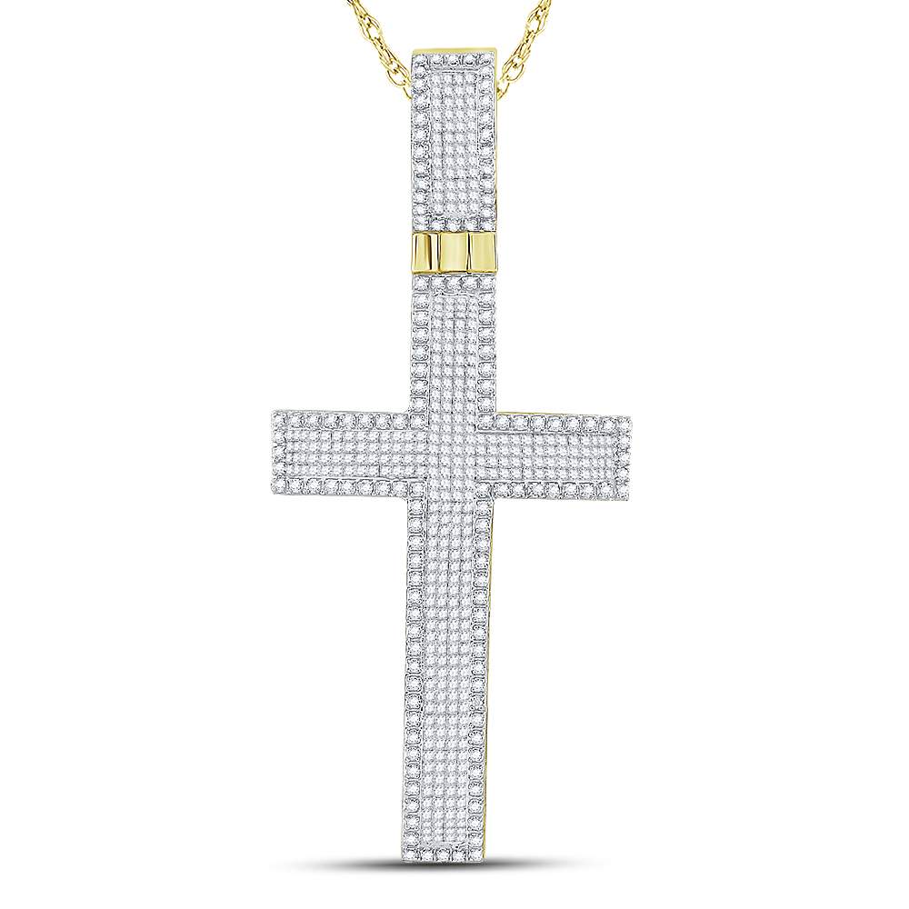 2 1/2Ct-Dia P1P2 Mens Cross Charm (11.07 grams)
