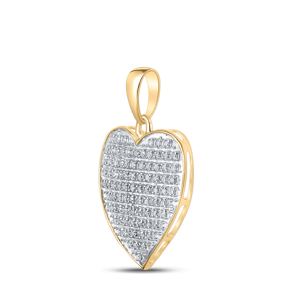 Gold Heart Pendant 1/4 Cttw Round Natural Diamond Womens (1.55 grams)