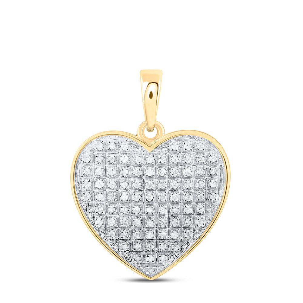 Gold Heart Pendant 1/4 Cttw Round Natural Diamond Womens (1.55 grams)