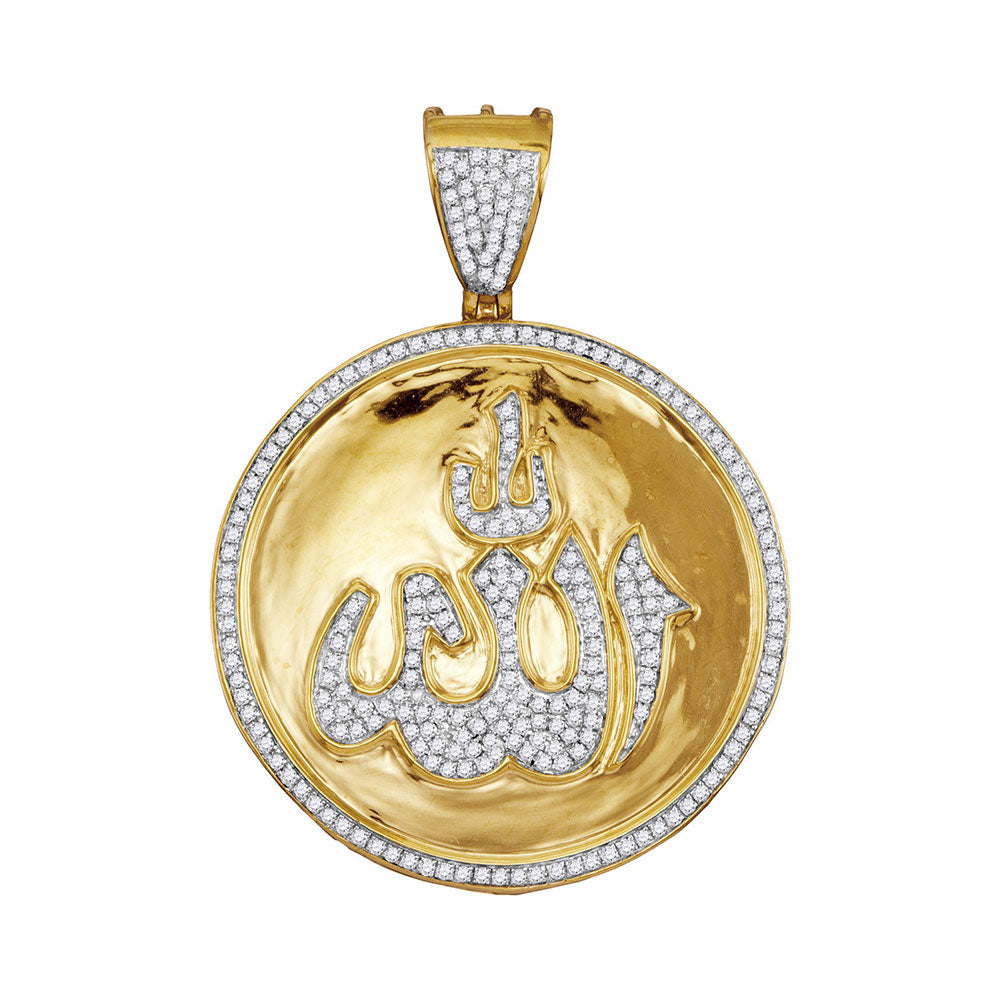 10Kt Yellow Gold 3/4Ct-Dia Mens Allah"  Charm" (7.51 grams)